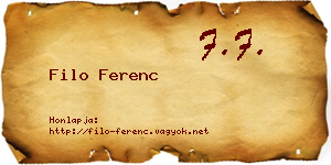 Filo Ferenc névjegykártya